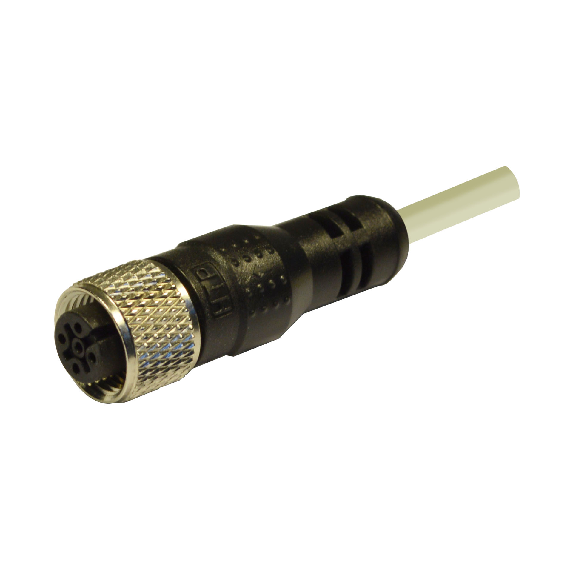 M12 fem conn - 180° - 3pol - 10 m . Cable type PVC/PVC 3x0,25 col.grey